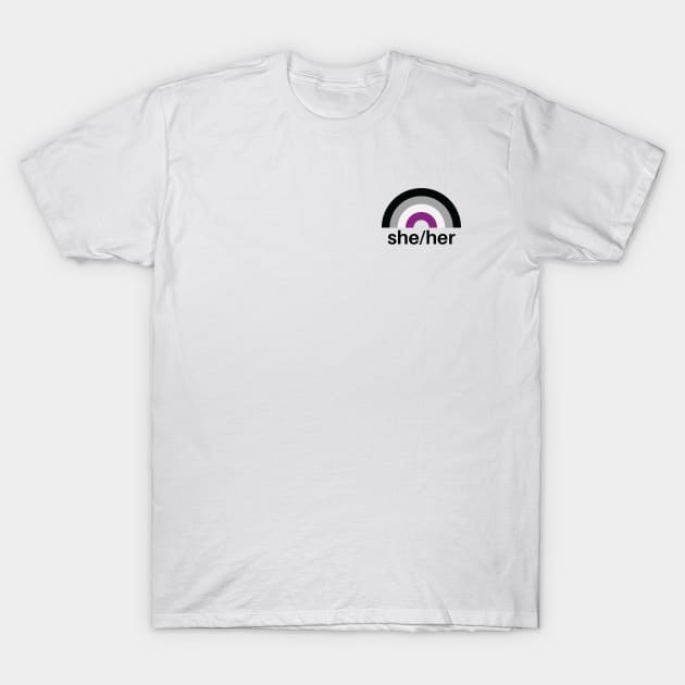 She/Her Pronouns Asexual Rainbow T-Shirt by lavenderhearts